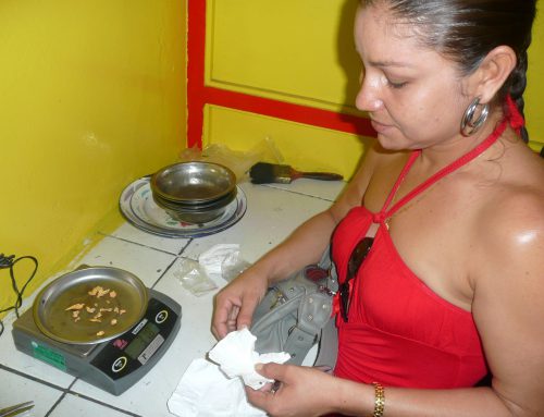 Gold miner selling her gold in a shop in Paramaribo, capital of Suriname, 2009